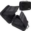 Cable Organizer Bag - Travel Cord Organizer Bag with Unique Flat Open Design - Foldable Electronic Organizer Travel Case for Cords, Chargers, Adapters (Black)