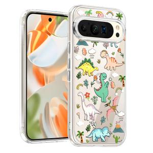 3 x Unov for Pixel 9 Pro XL Case, Clear with Design, Slim Fit Good Grip, Embossed Phone Case, Shockproof Protective Cover, Raised Camera Protection, Soft TPU, Golden Garden