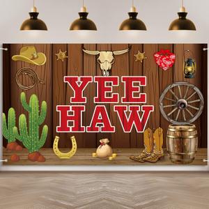 Western Banner Backdrop, Yee Haw Party Decorations, Western & Cowboy Themed Birthday Party Supplies, Wild West Baby Shower Poster Background, Photo Booth Props