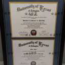 GraduationMall 14x20 Double Diploma Frame, Display 8.5x11 Certificate with Navy over Gold Mat,UV Protection Acrylic,Black with Silver Beads (Double 8.5x11, Black With Silver Beading / Navy Gold Mat)