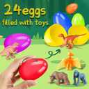 OCHIDO 24 Pack Prefilled Easter Egg With Animal Dinosaur Toy, Easter Basket Essentials Easter Basket Stuffers for Kids, Easter Egg Hunt Game, Easter Party Favor Classroom Rewards