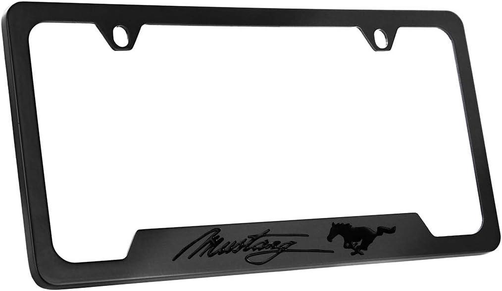 License Frame Inc. Ford Mustang Blacked Out Style Metal License Plate Frame 2 Hole