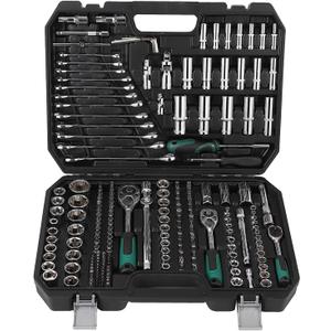 216 PCS Tool Set, Socket Wrench Set Mechanics Tools 1/4" 3/8" 1/2" Drive Socket Kit, 72-Tooth Quick Release Ratchet, Tool Kit with Case for Home Automotive Repair
