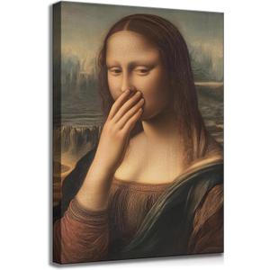 Funny Stinky Face Bathroom Canvas Wall Art Vintage Humor Fun Mona Lisa Bad Smell Aesthetics Painting Picture Wall Decor Da Vinci Poster Print Artwork for Toilet Washroom Home Decoration