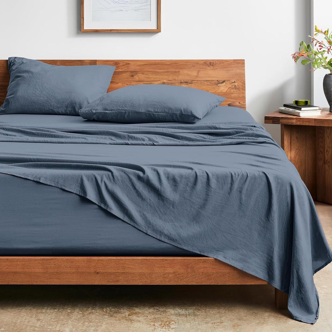 Bare Home King Sheet Set - Luxury 1800 Ultra-Soft Stonewashed Microfiber - Brushed - Deep Pockets - Easy Fit - Breathable Bedding - Sheet Sets & Pillowcases (King, Bering Sea)