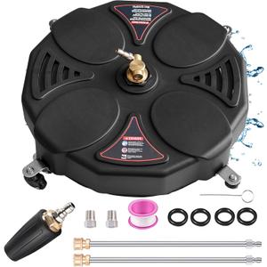 13" Pressure Washer Surface Cleaner with Turbo,Selkie Power Washer Driveway Attachment with 2 Power Washer Extension Wands &4 Wheels & 360 Rotating Turbo Nozzle,2500 PSI