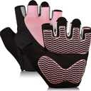 sunnex Workout Gloves for Women - Breathable Weight Lifting Gloves with Non-Slip Silicone Padding, Fingerless Gym Gloves for Cycling, Rowing, Pull Ups & Training Pink, Small