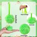 12Pcs Green Furry Christmas Ball Ornaments Green Christmas Tree Hanging Decorations Faux Fur Pom Pom Ball for Xmas Tree Wreath Decor Home Party Supplies