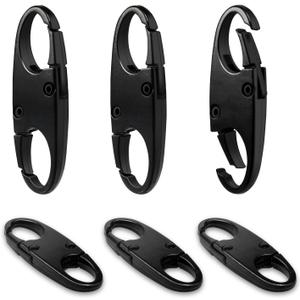 6Pcs Double Opening Lock Zipper Pull Replacement Clips, Small Carabiner Clips, Zipper Locks Anti Theft Deterrent for Bag Luggage Pickpocket Backpack Purse Travel Suitcase (Black)