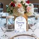 2 x Acrylic Wedding Signs, Dusty Blue Wedding Decor, Blue Weddings Decor, Dancing Feet Signs for Reception, Modern Calligraphy Arch Acrylic Table Top Sign for Weddings Parties Dinners (White)