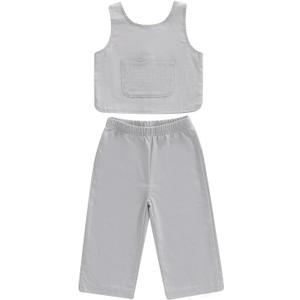 Douhoow Toddler Baby Girl Outfits Sleeveless Round Neck Baby Tank Tops Pants Boys Girls Summer Clothes (Gray)