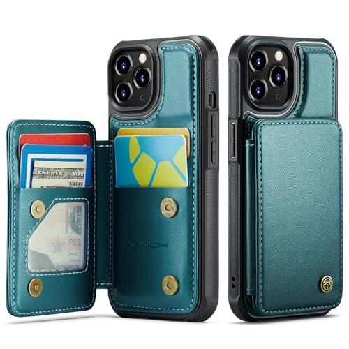 Vinich for iPhone 11 Pro Max Wallet Case with Card Holder, RFID Blocking Credit Slots Kickstand Shockproof Phone Cover Fit for iPhone 11 Pro Max 6.5" Bluish Green