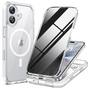 Miracase Magnetic for iPhone 17 Case with Privacy Screen Protector [Compatible with MagSafe],Full Camera Protection and Full Body Shockproof Bumper 17 Phone Cover 6.3", Clear