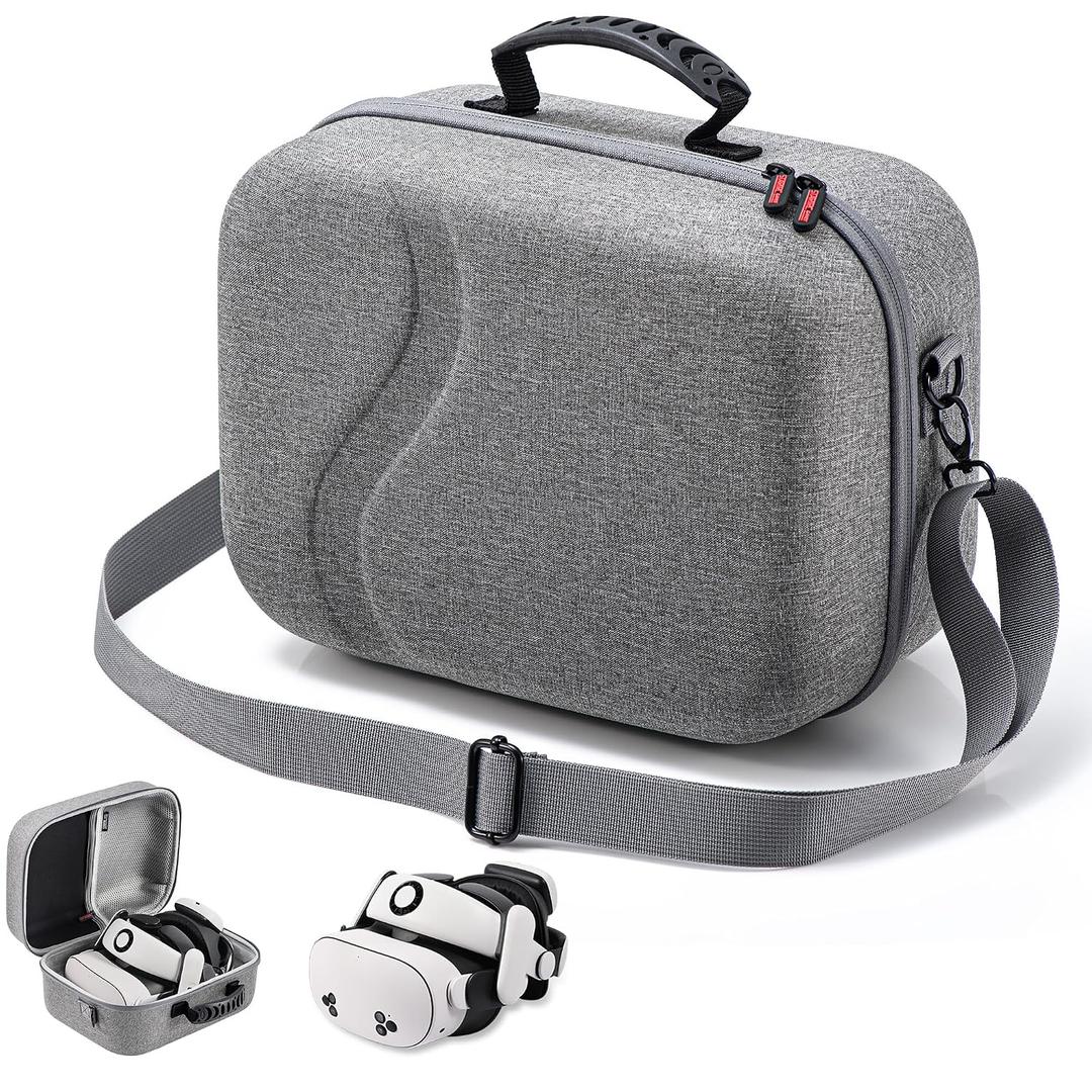 Large Carrying Case for Meta Quest 3/Quest 3S, Compatible with BOBOVR S3 Pro/Kiwi Design Battery Head Strap, Controllers & Accessories, Portable Hard Travel Case for Oculus Quest 3/3S Gray