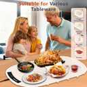 Electric Warming Mat for Food,23"*16" Warming Tray with 7 Adjustable Temp, 10s Fast Heating, 4 Timer Settings, Child Lock, Portable Silicone Heating Tray for Gatherings, Parties, Home Daily Use, Beige