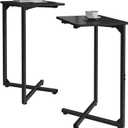 NEFROM C-Shaped End Tables, Sofa TV Trays Set of 2, Small Couch Side Table for Living Room, Bedroom, Bedside ET-X-BKW2