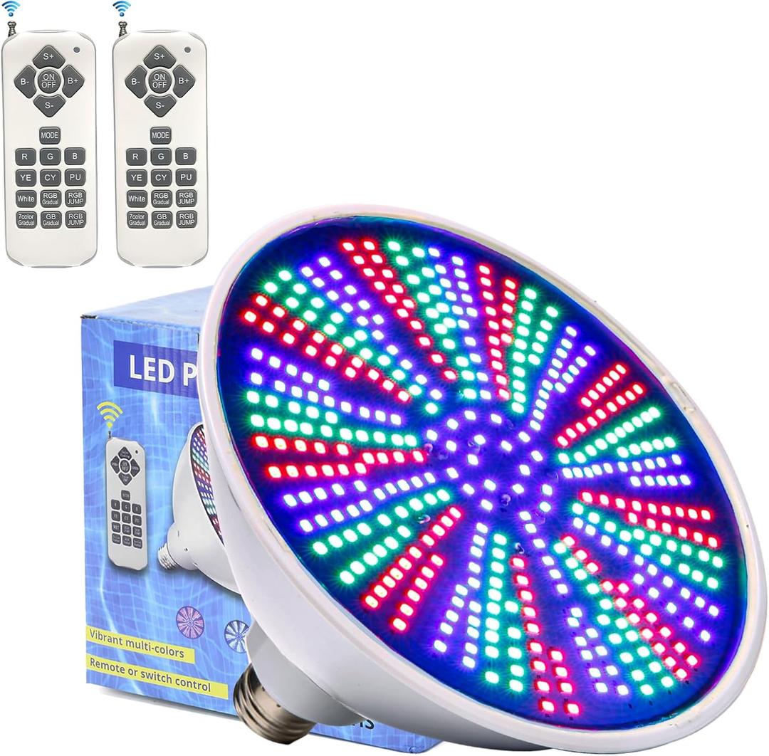 12V 50W LED Color Changing Pool Lights for Inground Pool, Swimming Pool Light Bulb with Remote, E26 Replacement Underwater Pool Lighting for Pentair and Hayward Light Fixtures, 1 Pack