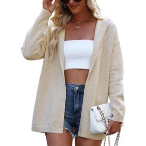 CiCiBird Womens Hooded Oversized Cardigan Sweaters 2025 Fall Knit Coatigan Trendy Open Front Sweater Coat (XL)