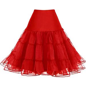 Pinup Fashion Plus Size Petticoat Skirt Red Underskirt For Dresses Crinoline Petty Coats 50S Costume Under Skirt Fluff Tutu Dress 16W/18W