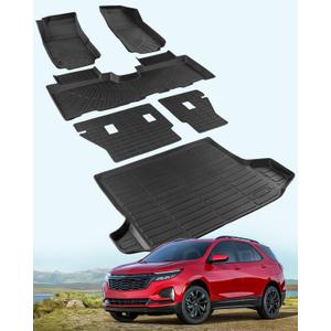 for Chevy Equinox for GMC Terrain Floor Mats & Cargo Liners 2018-2024,All Weather Floor Mats for Chevy Equinox Trunk Mats Rear Backrest Mats Accessories 2024 2023 2022 2021 2020 2019 2018 (6PCS)