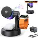 Qi2.2 25W Fast Wireless Charger Design for MagSafe Charger for iPhone 17/16/S26 Ultra, 3 in 1 Magnetic Charging Station with Bluetooth Speaker & Light, Watch Charger Stand for Apple Watch, for Buds