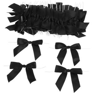 Elegant Polyester Bows 50pcs Lollipop Sealing Ties DIY Cake Decorations Wedding Party Supplies (Black)