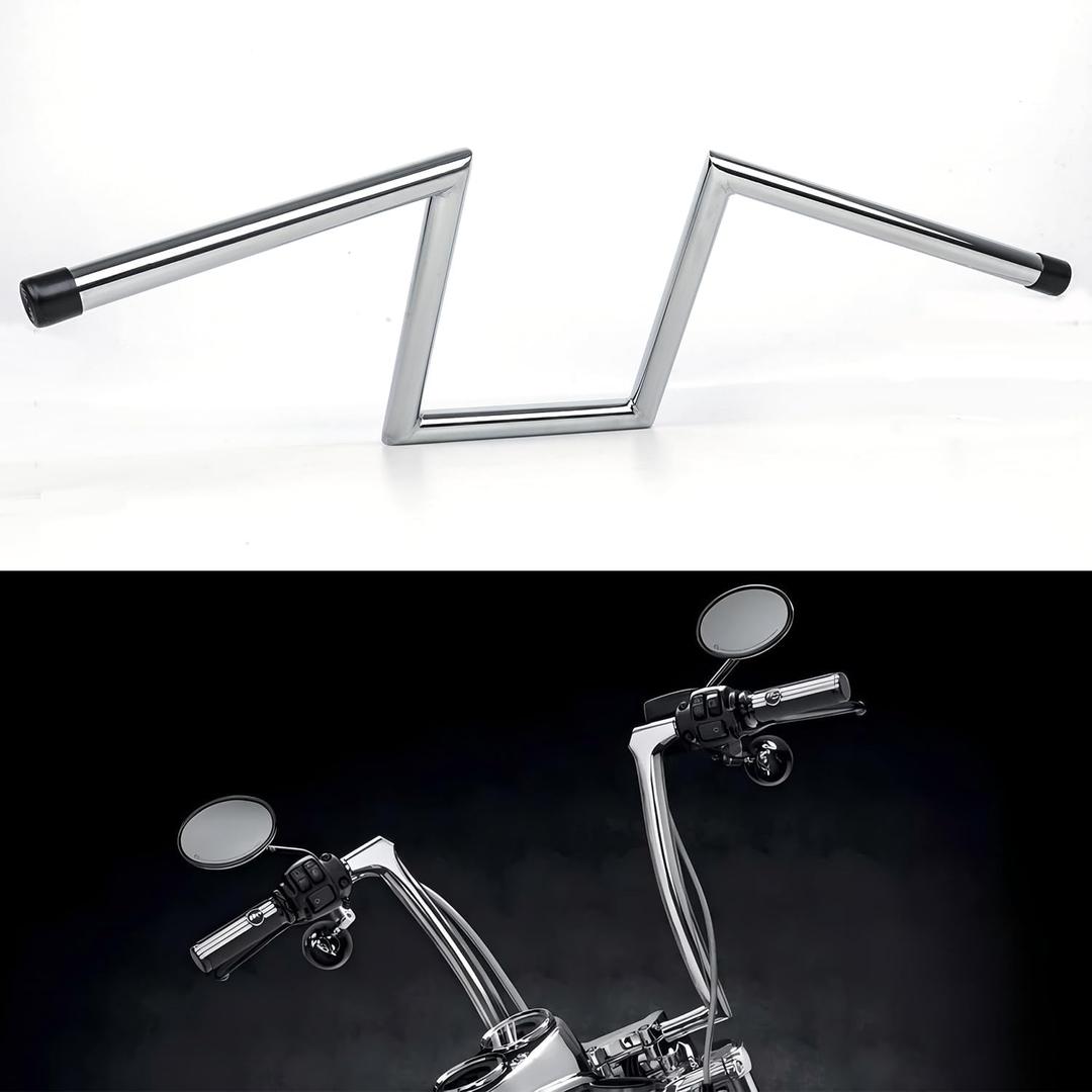DREAMIZER 1 inch Motorcycle Handlebars 10" Rise 25mm Ape Hanger Z-Bars Compatible With Harley Sportster Softail Dyna Yamaha Suzuki Kawasaki Chopper Cruisers Bobber Cafe Racer custom Bike 1982-Up