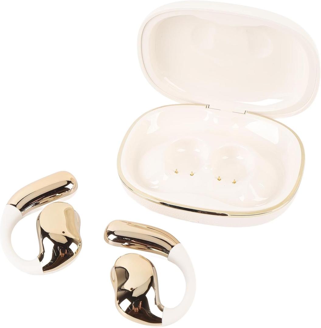 AI Language Translation Earbuds, 140 Languages AI Translation ANC Noise Reduction 360° Sound Real Time Translator Headphones for Travel Business Learning (White+Gold)