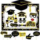 2 x Large Size Graduation Photo Frame + 18 Graduation Photo Booth Props - Grad Class of 2025 Decorations Favors