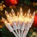 Hopolon 2PACK 50-Count Set Clear Christmas Lights with White Wire,Incandescent Bulb Mini String Lights for Holiday,Christmas Tree,Party, Wedding, Xmas, Home,Indoor & Outdoor Decorations(Warm White)