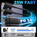 USB C Android Charger Fast Charging Cord, Super Fast Phone Chargers 10FT+6.6FT C to C Type Cable with 25W USBC Wall Block for Samsung Galaxy S26 S25 S24 Ultra Plus/S23/S22/S21/S20/Note 20/10, Black