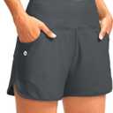 G Gradual Women's 3" High Waisted Swim Board Shorts with Pockets Quick Dry Swimsuit Bottoms Bathing Suit for Women with Liner (Medium)