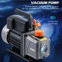 Orion Motor Tech R1234yf AC Vacuum Pump and Gauge Set, 1/3 hp 4 cfm Vacuum Pump Manifold Gauge Kit with Leak Detector 3 Hoses & Adapter for R1234yf, A/C Vacuum Pump Kit for Auto HVAC Systems