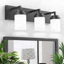Espird Bathroom Vanity Light, 3 Light Matte Black Vanity Light with White Matte Glass Shade, 22in Farmhouse Wall Light, Lighting Fixtures Over Mirror for Bathroom/Living Room