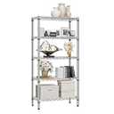 MZG 1320 lbs 5 Tier Shelf Metal Storage Shelves Shelving Wire Rack Heavy Duty Closet Organizers for Garage Kitchen Bathroom Laundry Chrome 13.8" D x 29.5" W x 59.5" H