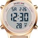 GOLDEN HOUR Waterproof Women's Digital Sports Watches with Silicone Strap, Alarm Calendar Stopwatch Chronograph 32mm Rose Gold Case