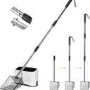 Cat Litter Scoop with Holder 43" Metal Litter Scooper with Stainless Steel Long Handle, Large Kitty Box Scooper Heavy Duty Deep Shovel for Fast Sifting, Dog Waste Scooops for Outside Pet Poop