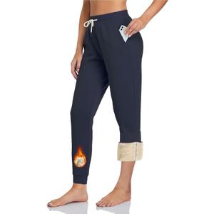 Inno Women's 28" 31" 34" 36" Sherpa Polar Fleece Lined Jogger Pants Warm Sweatpants Thermal Athletic Lounge Petite Tall (XXL)