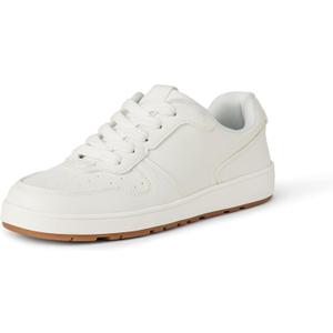 Amazon Essentials Unisex Kids' Low Top Lace Up Court Sneakers for Boys and Girls, White, 7 Big Kid