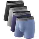 DAVID ARCHY Men's Underwear Boxer Briefs 4 Pack Ultra Soft Breathable Moisture-Wicking Viscose with Fly Pouch Tag less No Roll, M