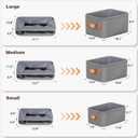 Toolola Large Storage Baskets for Shelves 3 Packs, Fabric Storage Bins for Shelves with Handles, 16.1'' L 12.2'' W  8.2'' H Collapsible Baskets for Organizing Clothes, Toy, Grey