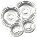 4 Pack (2) 6" & (2) 8" Electric Stove Burner Covers, Replacement Chrome Drip Pans for Whirlpool W10278125 W10196405 W10196406