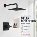 Replacement for Delta 13/14 Series Shower Trim Kit, Compatible with Delta R10000 Shower Faucet Set, Black Shower Head and Handle Set, Matte Black (Cartridge and Valve Not Included)