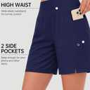 DIBAOLONG Women's Swim Shorts 7" High Waisted Quick Dry UPF 50+ Beach Board Shorts for Women with Liner & Pockets Dark Blue 2XL