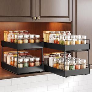 Pull Out Spice Rack Organizer for Tall Wall Mounted Cabinet with No Lip No Drill Easy to Install, 10.2 inch Length or Depth x 8.2 inch Width x 8.6 inch Height