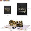 CANREVEL Birthday Cards 3D PopUp Blowable LED Light Candle Cake Music Happy Birthday Card Postcards Greeting Cards Gifts Ideas for Women, Men - Black Gold (06-black gold party-Flat)