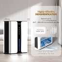 Home Dehumidifier with Drain Hose, (950 sq.ft) 95oz Quiet dehumidifier for Bedroom Bathroom, with Air Reusable Filter Indoor deshumidificador for Basement RV Closet (White)