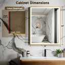24x30 Inch Lighted Medicine Cabinet Aluminum Frame 3-Color Dimmable LED Anti-Fog Mirror Surface & Recessed Mount for Bathroom Hotel Apartment Dressing Room Entryway Matte Gold