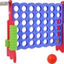 Peekabu Giant 4-in-A-Row Connect Game Outdoor, Jumbo 4-to-Score Yard Games for Kids and Adults with Basketball Hoop Outdoor Party Family Holiday Games with 42 Rings & Quick-Release Slider, Small