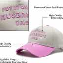 Funny Women's Embroidered Hat  Put It On My Husband's Tab Cap, Vacation Baseball Hat for Wife Pink (Pink)
